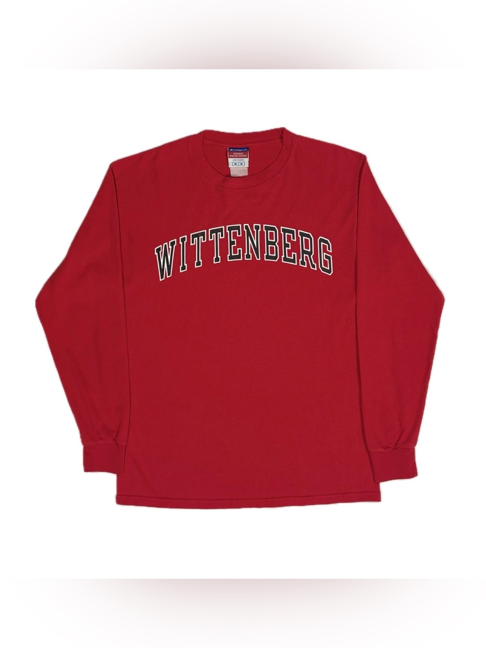 Vtg 90s Champion Wittenberg Red Spellout Graphic Long Sleeve T Shirt Men‎ Medium